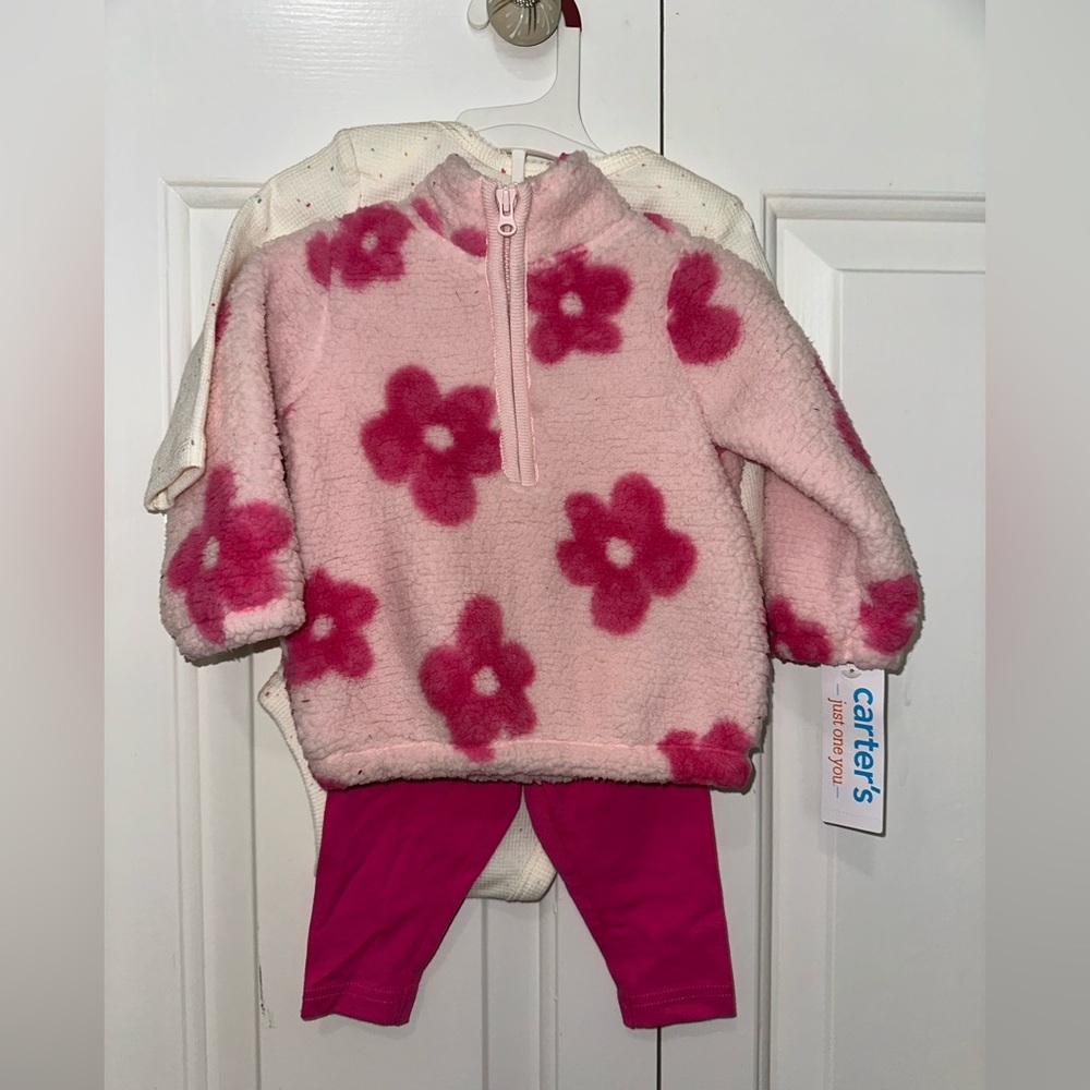 Carter's Pink Floral Fleece Set